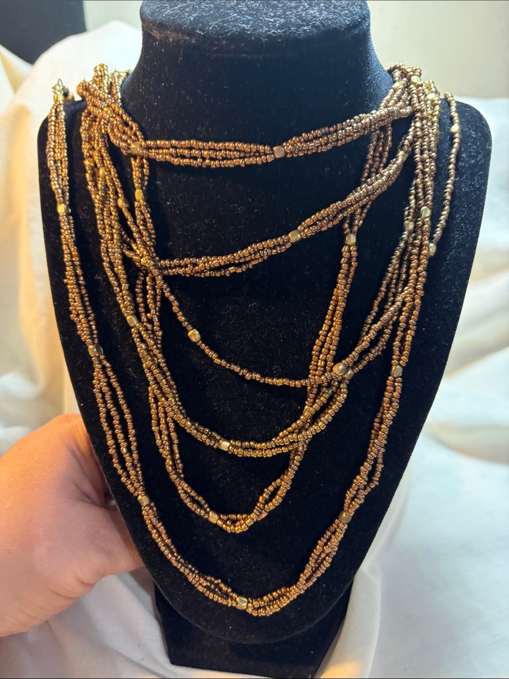 Layered Gold Bead Multi-Strand Necklace - Elegant Women’s Jewelry